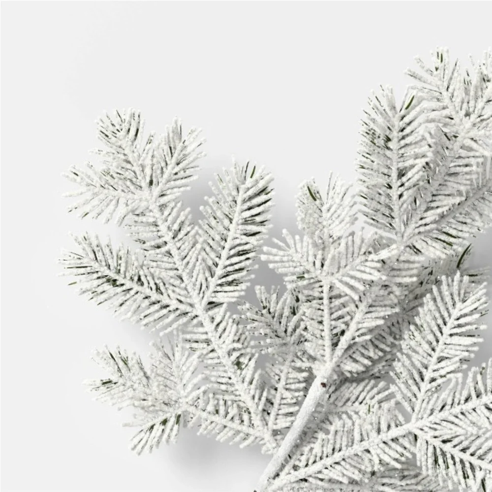 NEW Set of 3 Elegant White Frosted Pine Stems